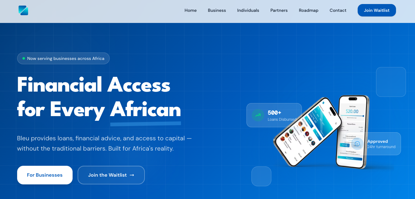 Bleu website snapshot